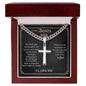 To my Bonus dad Personalized Cross Necklace with Cuban Chain-[Heartfelt Family Gift]