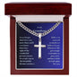 Grandson Engraved Cross with Cuban Chain-[Heartfelt Family Gift]