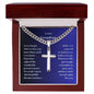 To Our Grandson Engraved Cross Necklace on Cuban Chaine-[Heartfelt Family Gift]