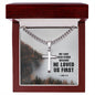 We love each other Personalized Cross Necklace with Cuban Chain-[Heartfelt Family Gift]