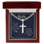 Son when others step back Personalized Cross Necklace with Cuban Chain-[Heartfelt Family Gift]