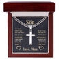To-My-Son-Stand-tall Personalized Cross Necklace with Cuban Chain-[Heartfelt Family Gift]