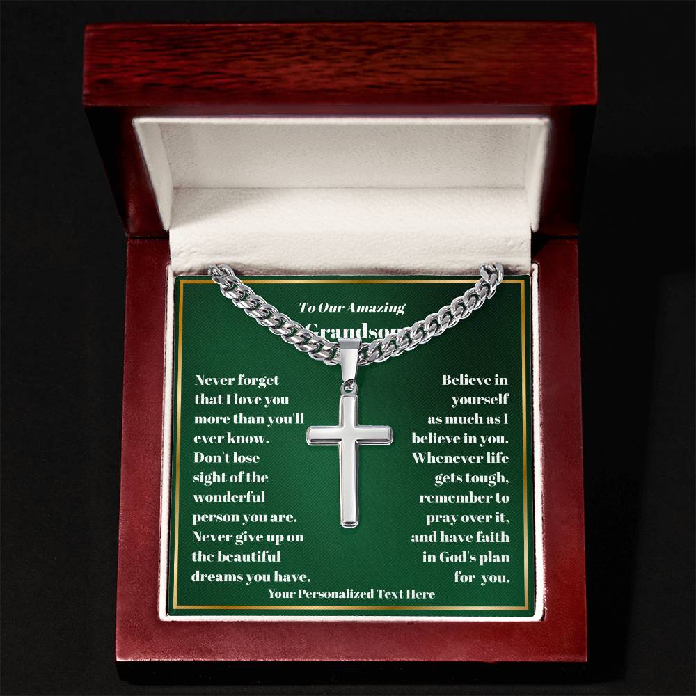 Engraved Cross Necklace with Personalized Card-[Heartfelt Family Gift]