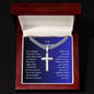Grandson Engraved Cross with Cuban Chain-[Heartfelt Family Gift]