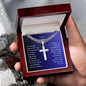 To Our Grandson Engraved Cross Necklace on Cuban Chaine-[Heartfelt Family Gift]