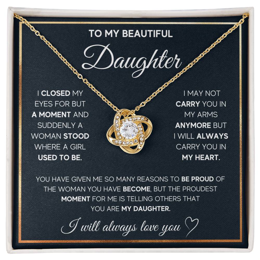 To My Daughter Proud Love Knot Necklace-[Heartfelt Family Gift]