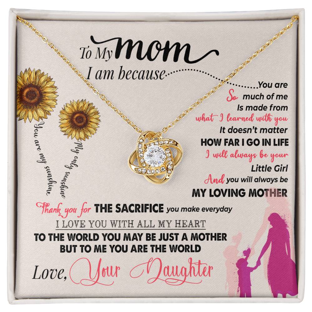 Mom You Are My Sunshine Love Knot Necklace-[Heartfelt Family Gift]