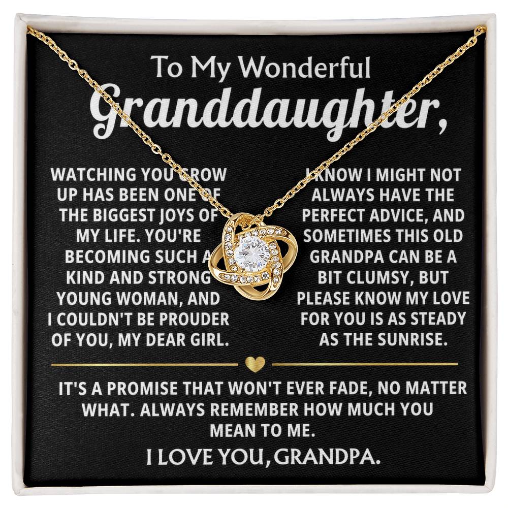 To My Wonderful Granddaughter, My love for you will never fade.