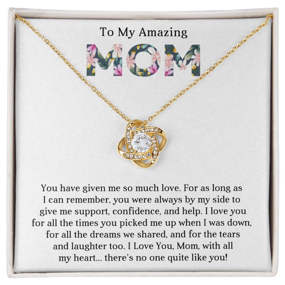 To My Amazing Mom Love Knot Necklace Gift