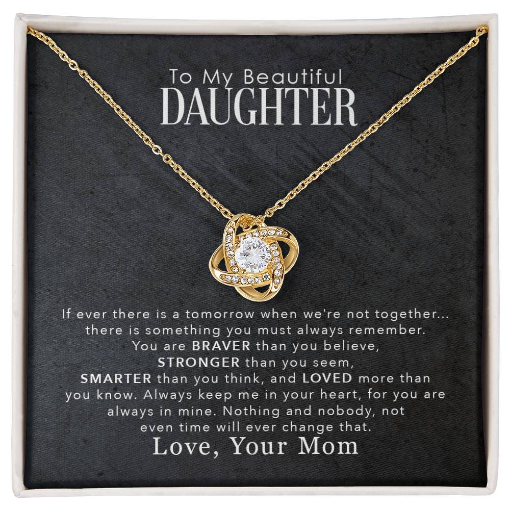 Daughter Love You More Than You Know Love Knot Necklace-[Heartfelt Family Gift]