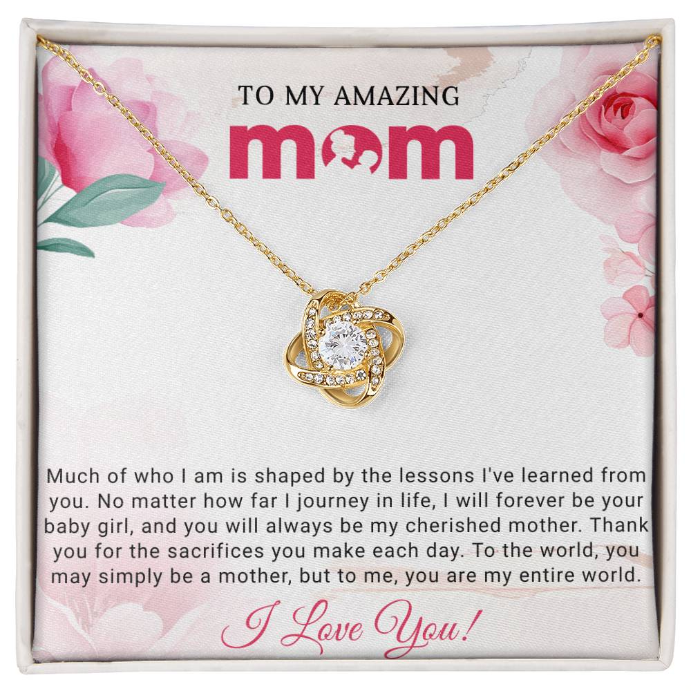 To My Amazing Mom Love Knot Necklace Gift