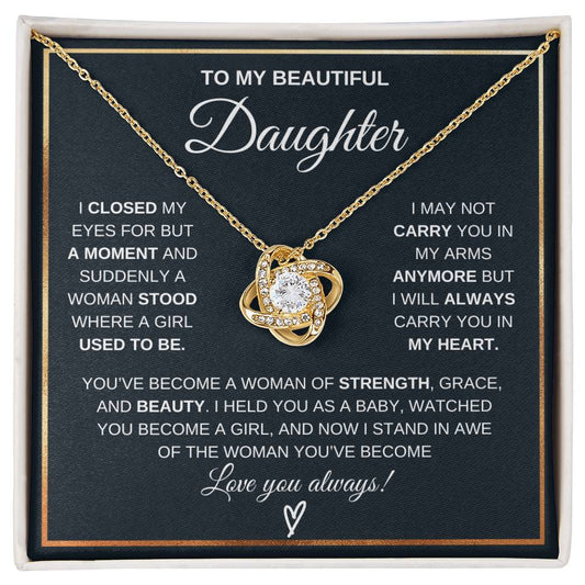 To My Daughter Love Knot Necklace