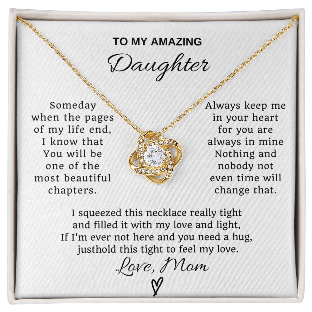 To My Daughter Love Knot Necklace  From Mom