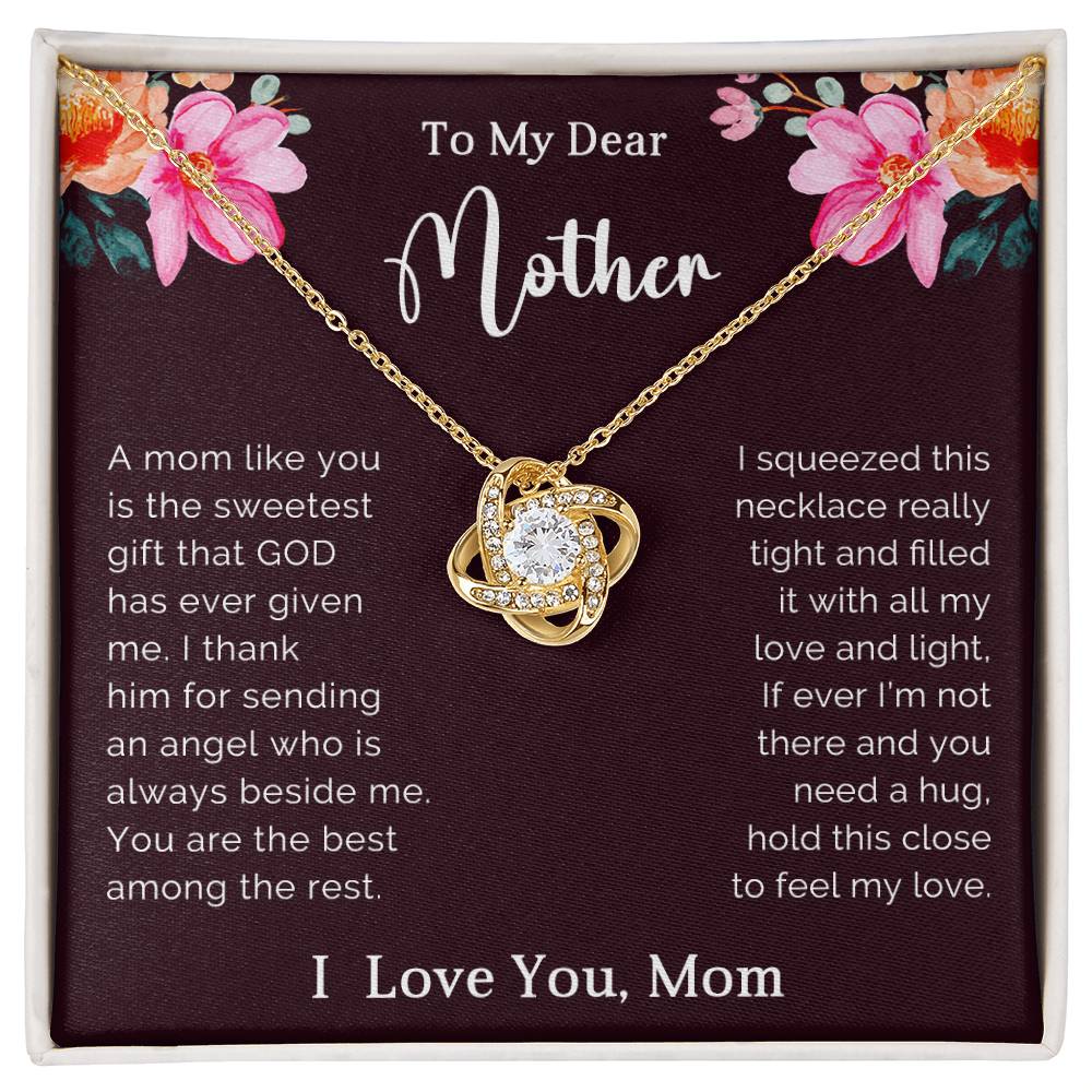 To My Mother Love Knot Necklace Gift