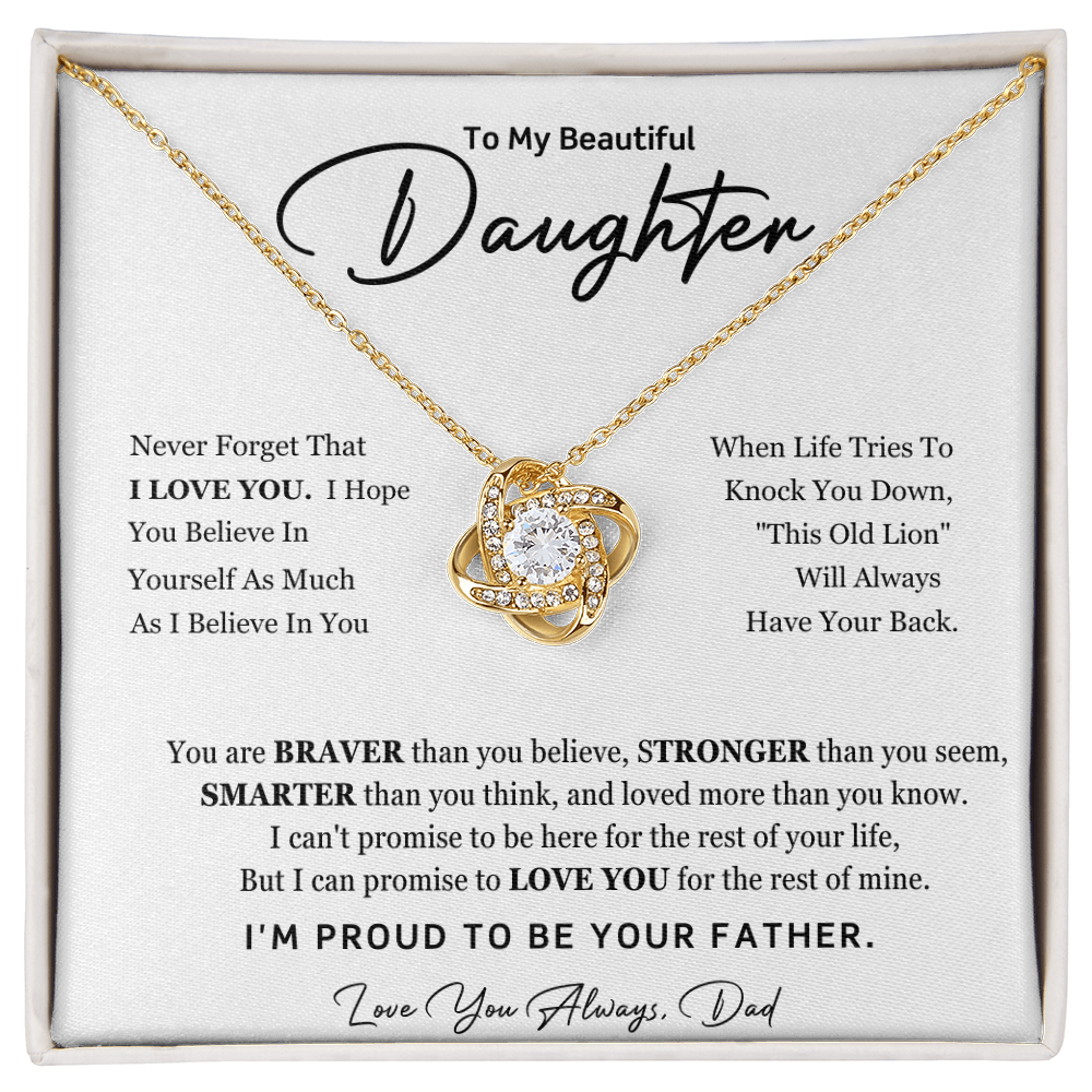 To My Daughter Love Knot Necklace