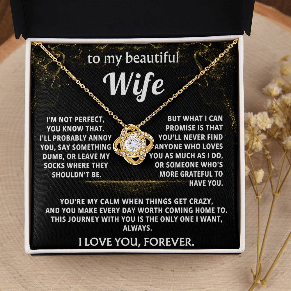 To My Wife Love Knot Necklace Gift