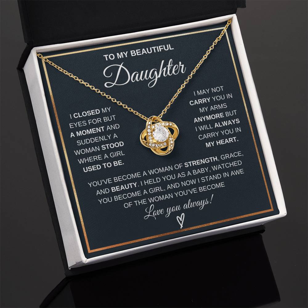 To My Daughter Love Knot Necklace