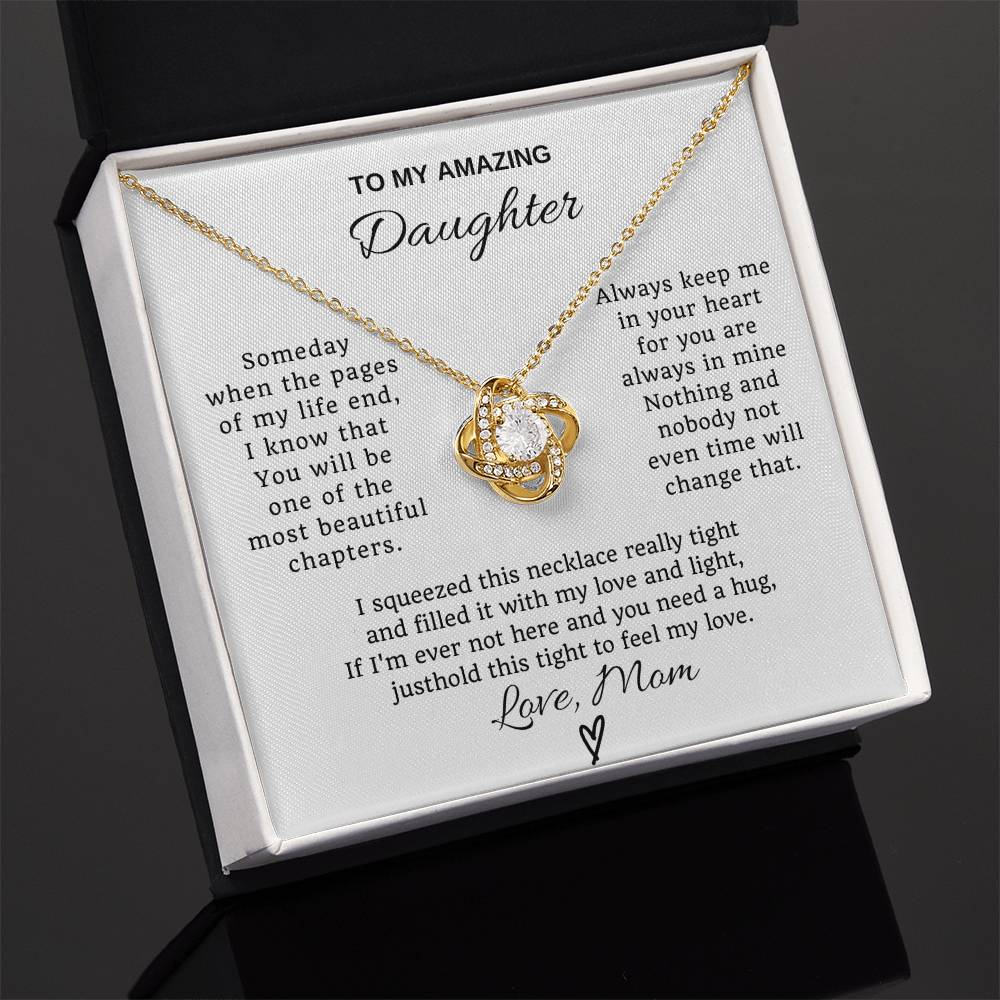 To My Daughter Love Knot Necklace  From Mom