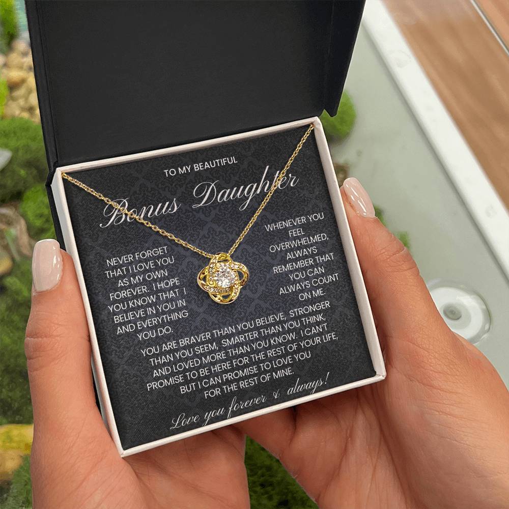 Bonus Daughter Love Knot Necklace Gift