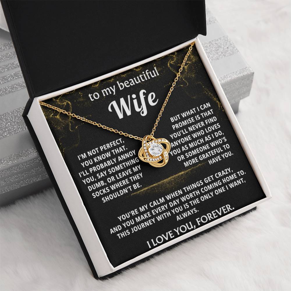 To My Wife Love Knot Necklace Gift