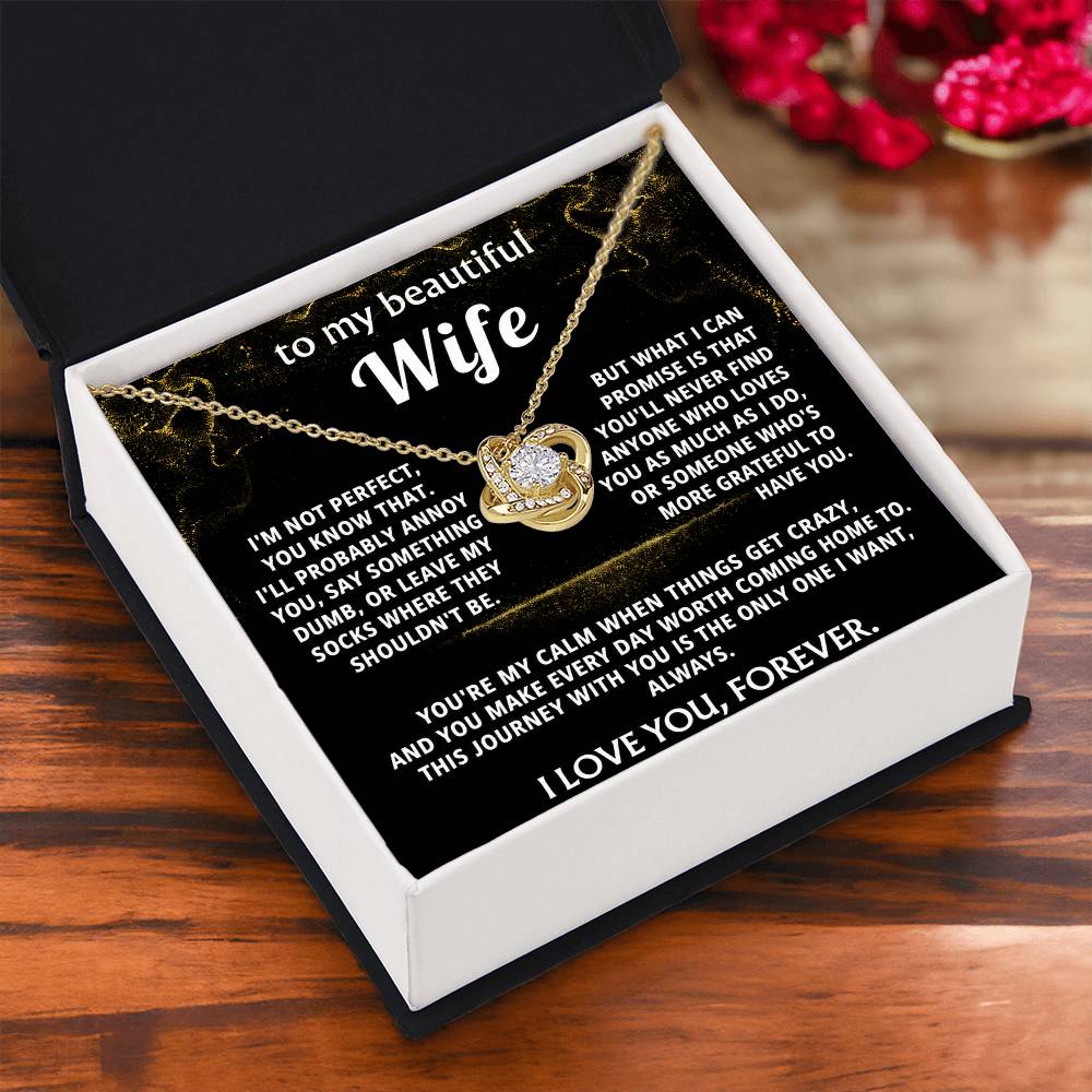 To My Wife Love Knot Necklace Gift