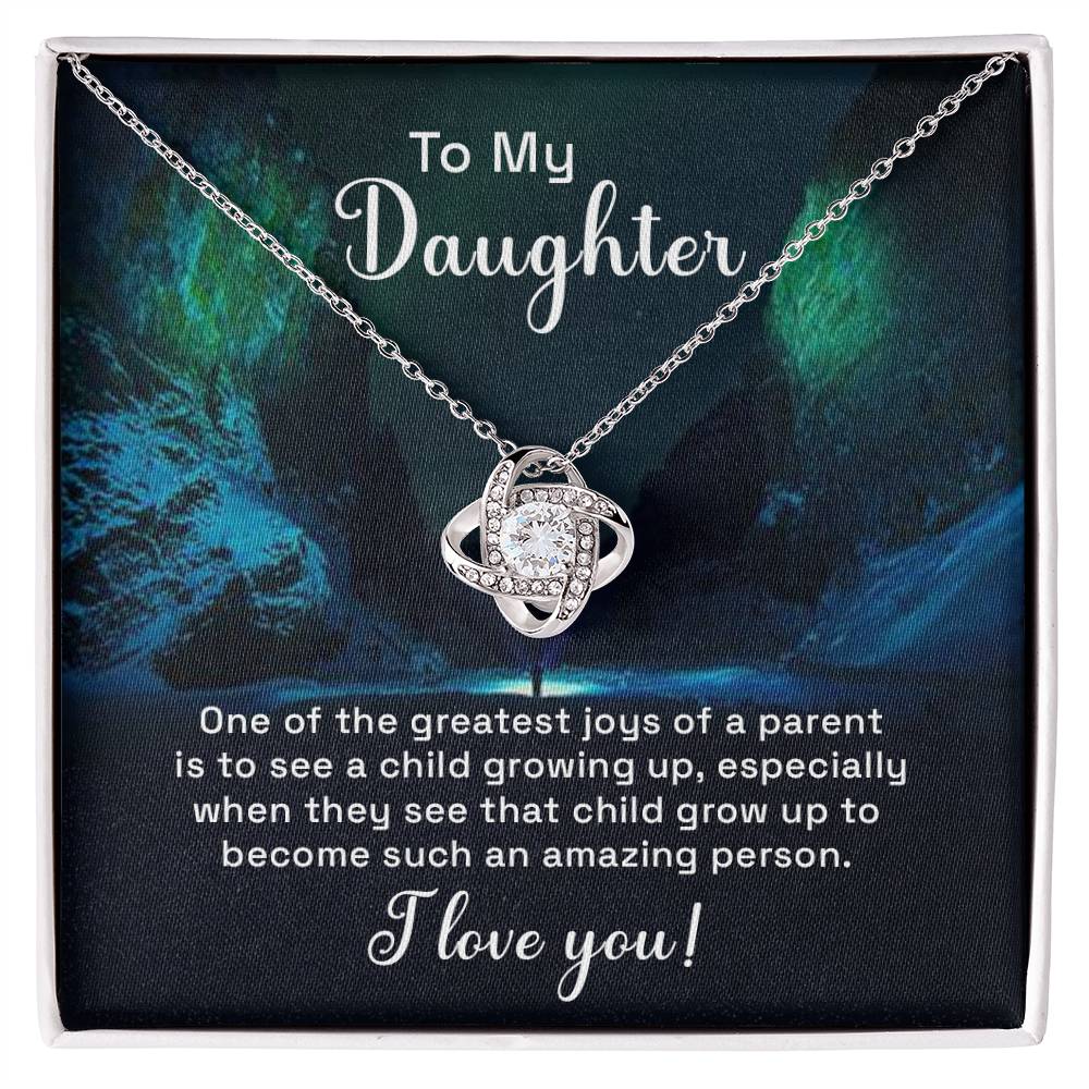 Daughter My Greatest Joy Knot Necklace-[Heartfelt Family Gift]