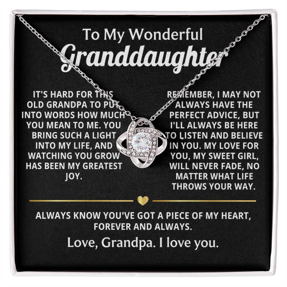 To My Wonderful Granddaughter, You mean the world to this grandpa.