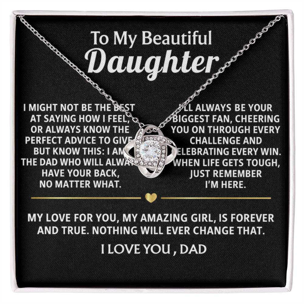 To My Daughter Love Knot Necklace -  I'll always have your back