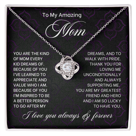 To My Mom Love Knot Necklace-[Heartfelt Family Gift]