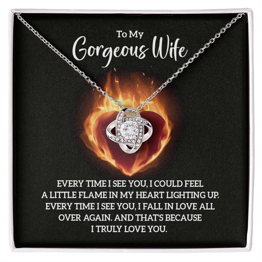 Flame Knot Necklace for Wives - Elegant and Personalized Monogrammed Gift-[Heartfelt Family Gift]