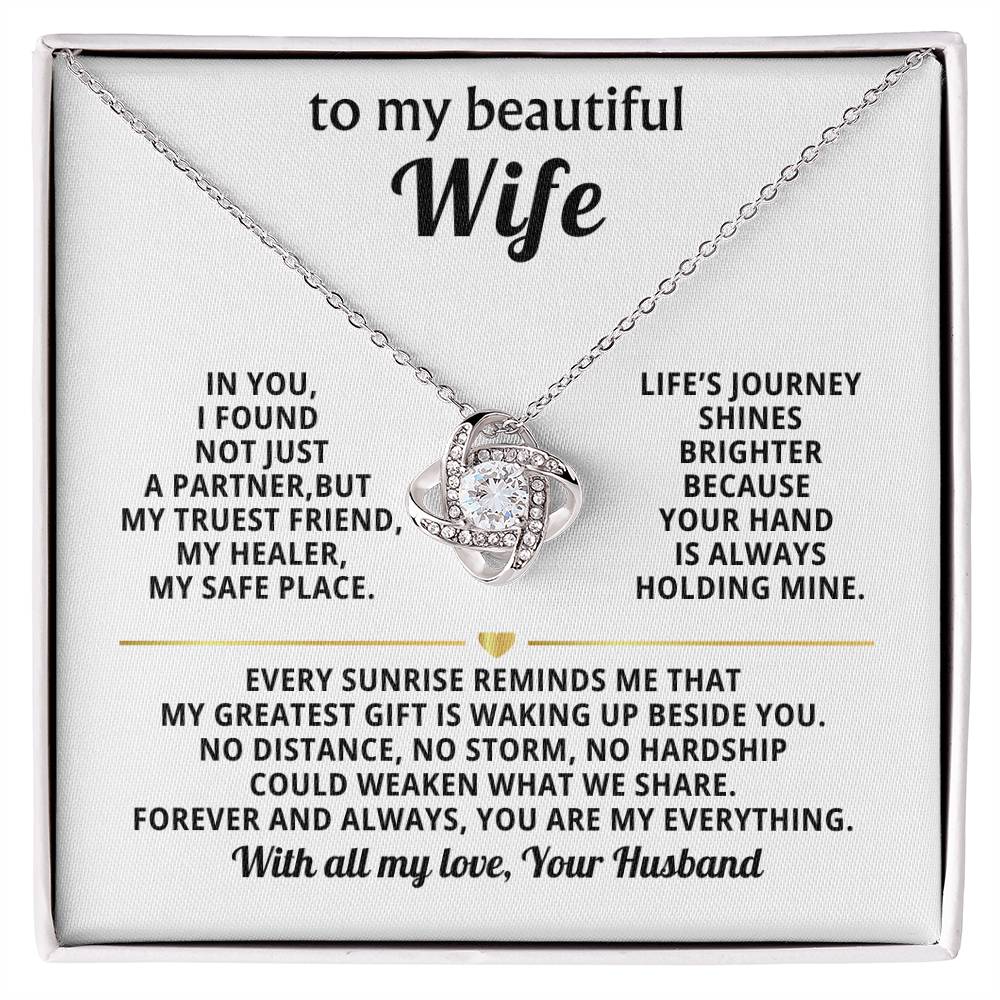 To My Beautiful Wife Love Knot Necklace