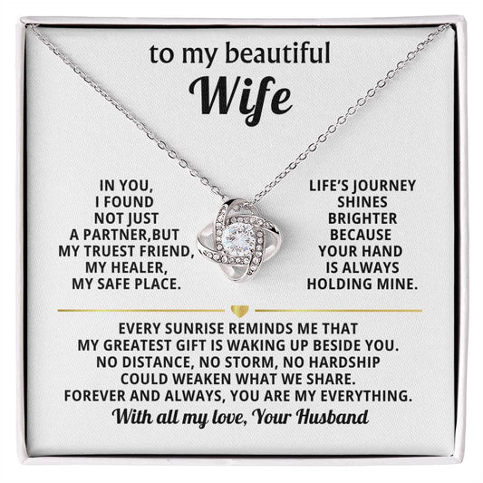 To My Beautiful Wife Love Knot Necklace