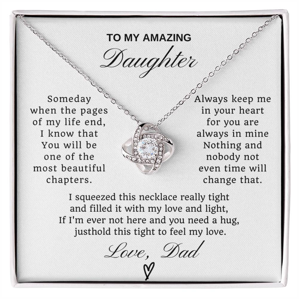 To My Daughter Love Knot Necklace