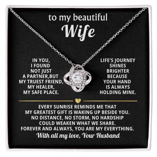 To My Beautiful Wife Love Knot Necklace