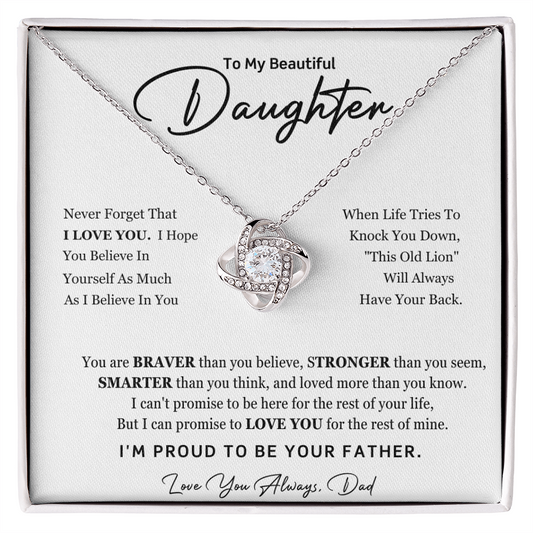 To My Daughter Love Knot Necklace