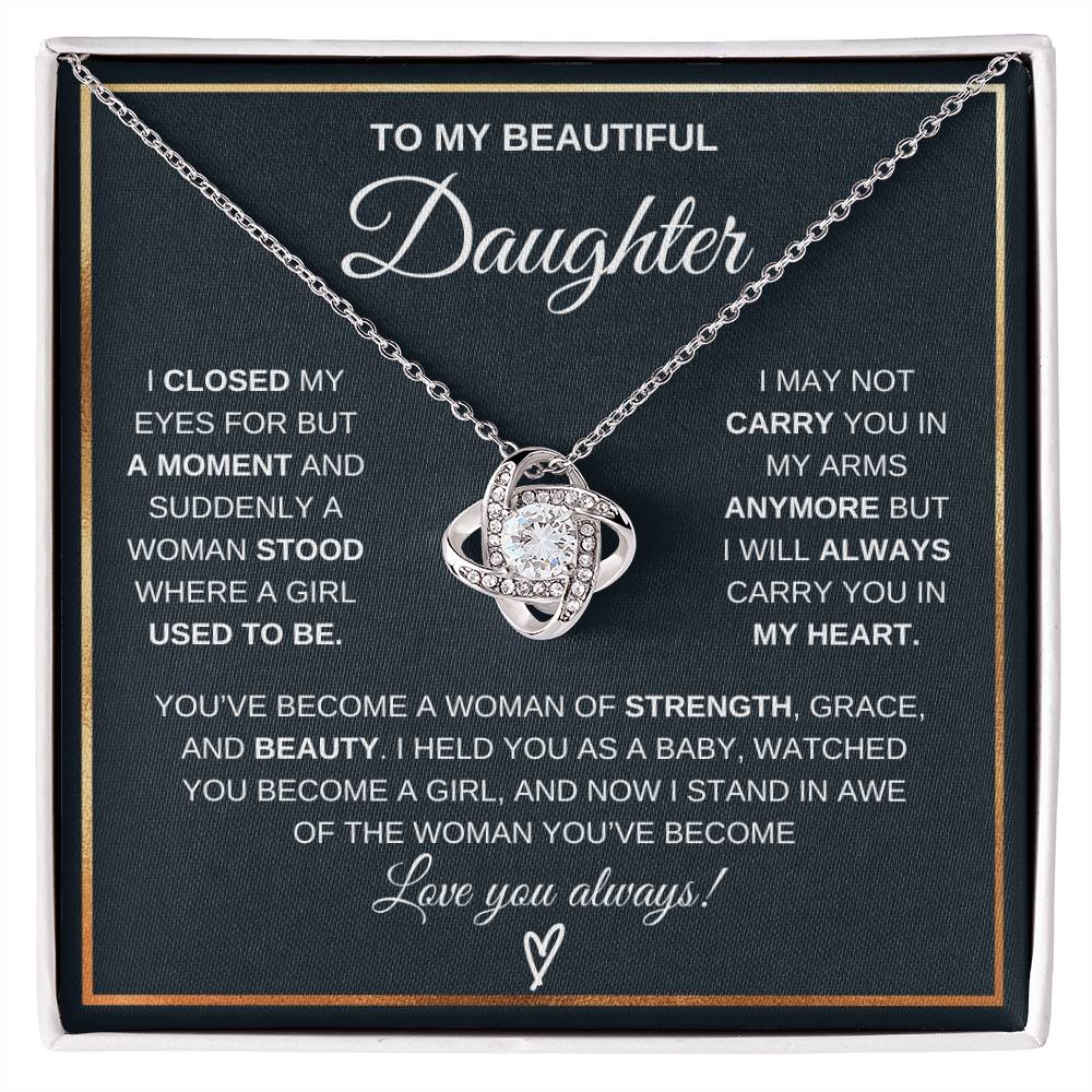 To My Daughter Love Knot Necklace