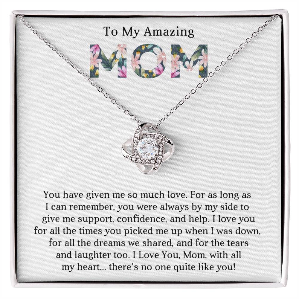 To My Amazing Mom Love Knot Necklace Gift