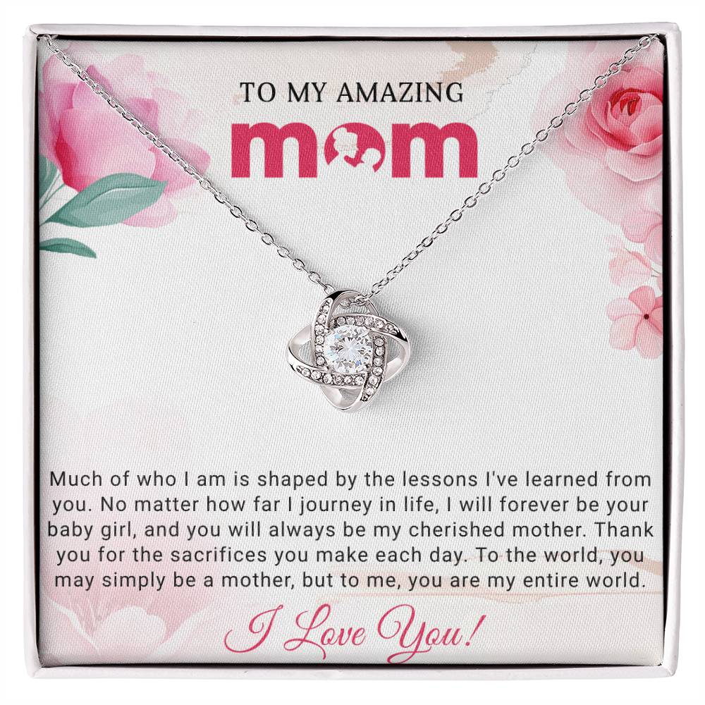 To My Amazing Mom Love Knot Necklace Gift