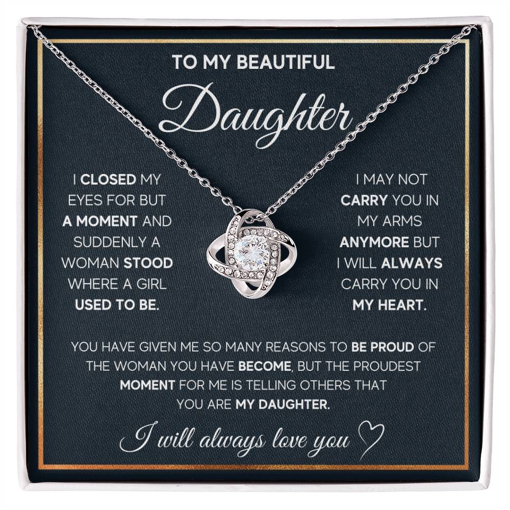 To My Daughter Proud Love Knot Necklace-[Heartfelt Family Gift]