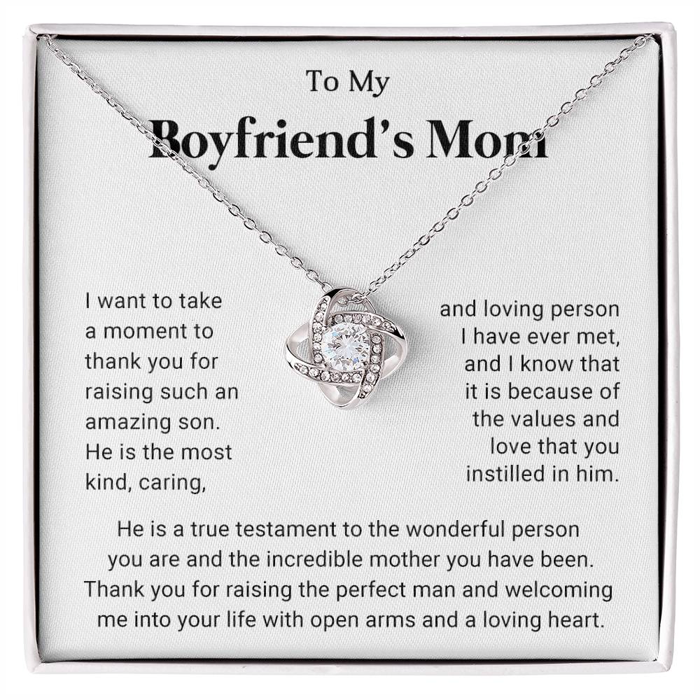 To My Boyfriend's Mom Knot Necklace Gift
