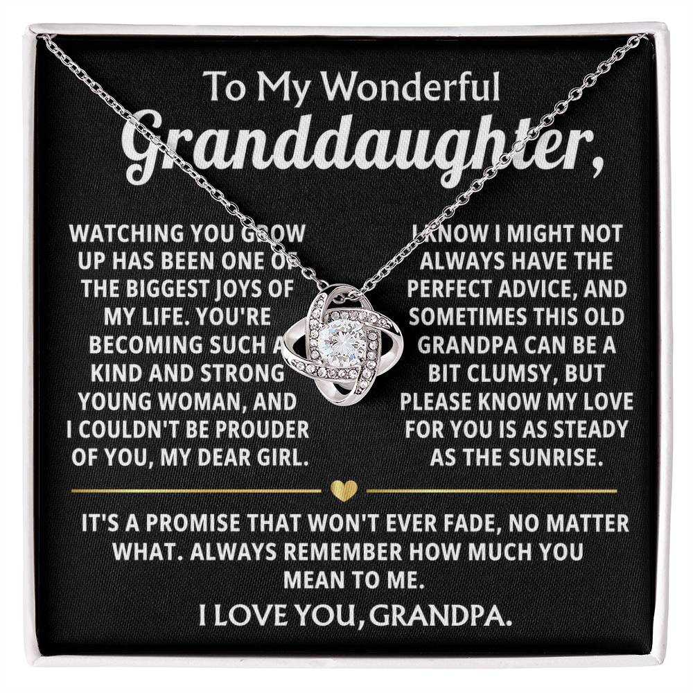 To My Wonderful Granddaughter, My love for you will never fade.