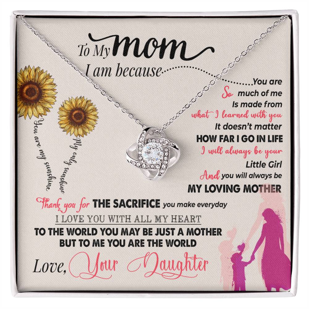 Mom You Are My Sunshine Love Knot Necklace-[Heartfelt Family Gift]