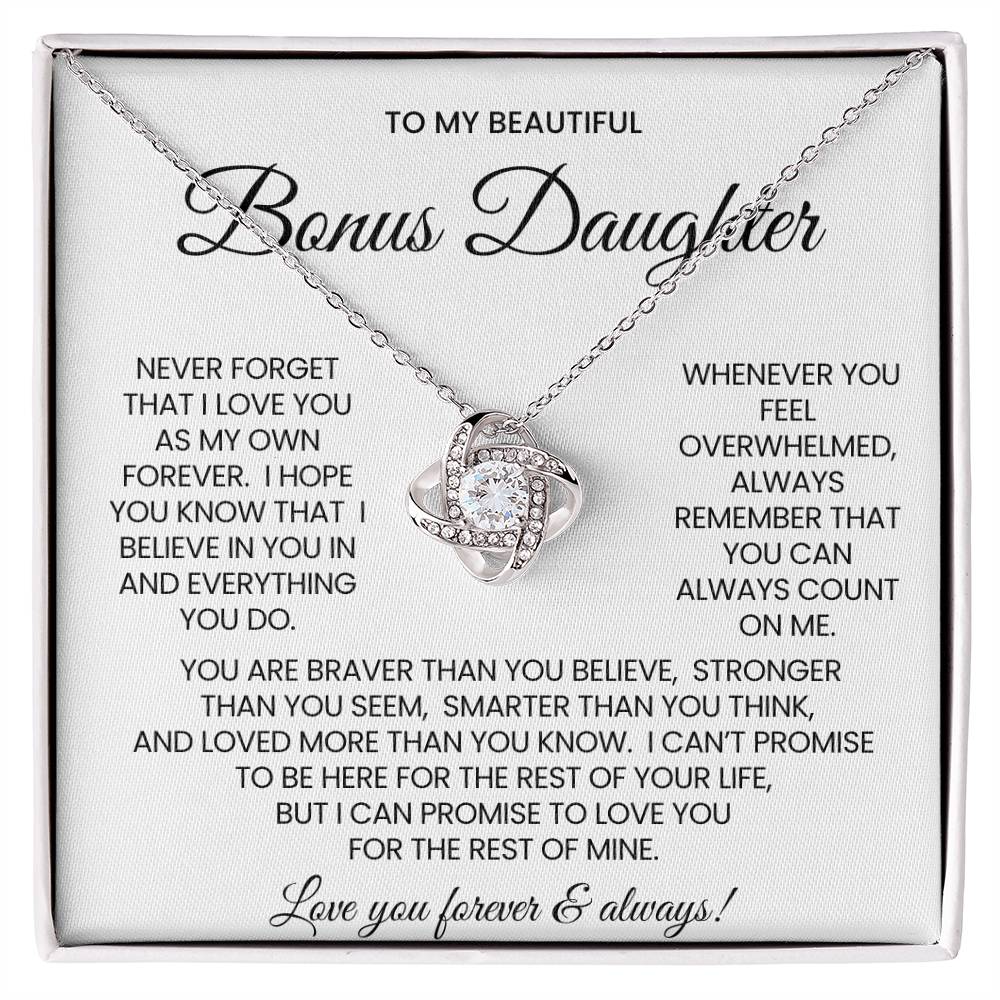 Bonus Daughter Love Knot Necklace Gift