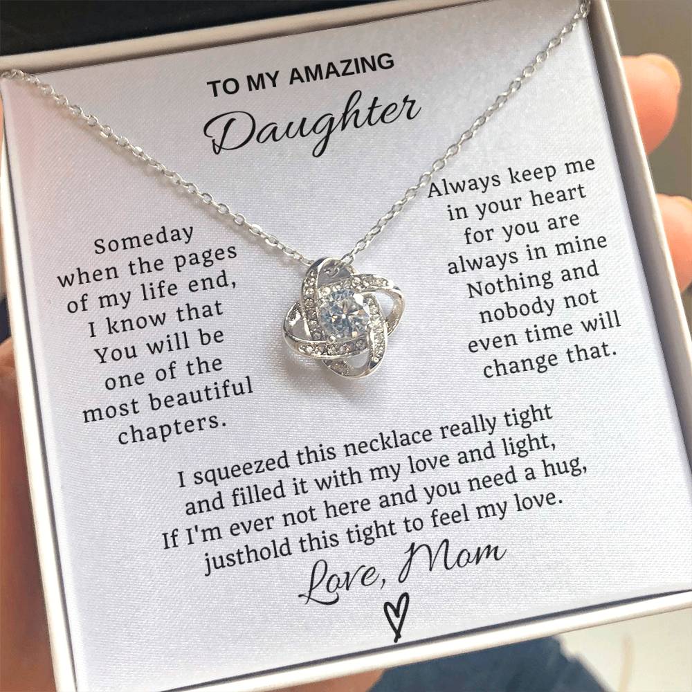 To My Daughter Love Knot Necklace  From Mom