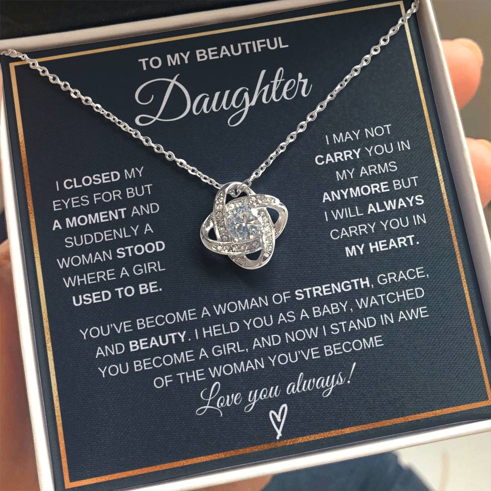 To My Daughter Love Knot Necklace