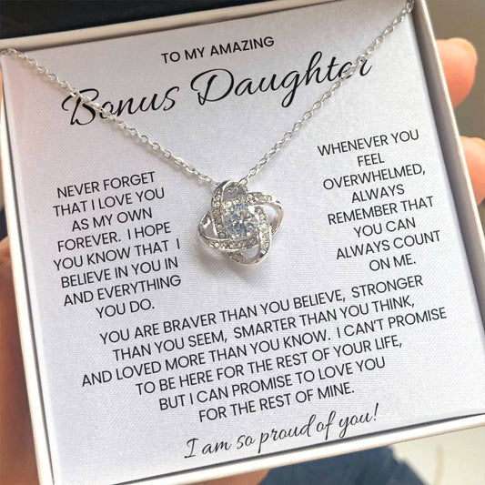 Bonus Daughter Love Knot Necklace Gift