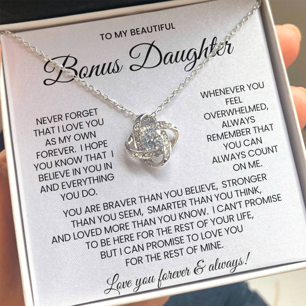 Bonus Daughter Love Knot Necklace Gift
