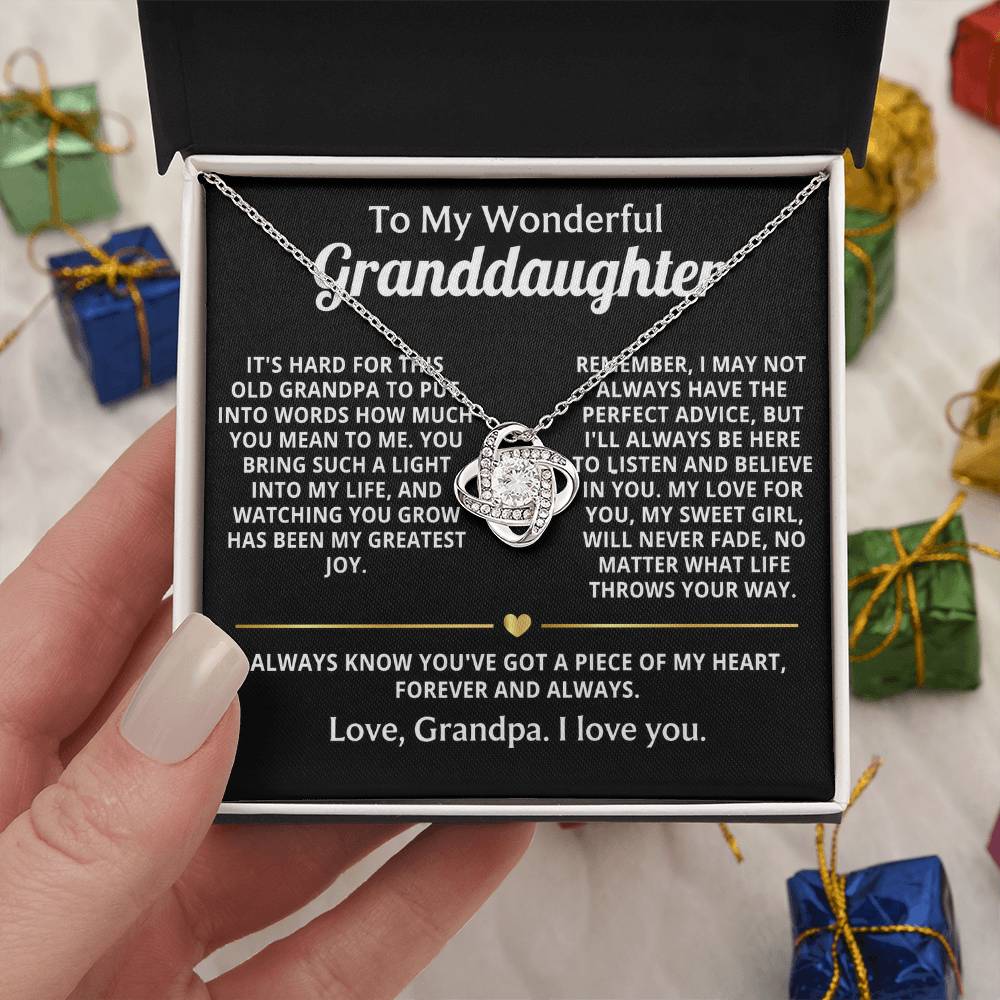 To My Wonderful Granddaughter, You mean the world to this grandpa.