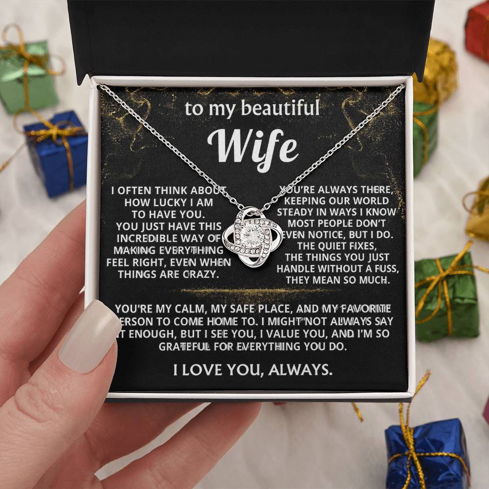 To My Wife Necklace Gift -You are my steady, safe place.