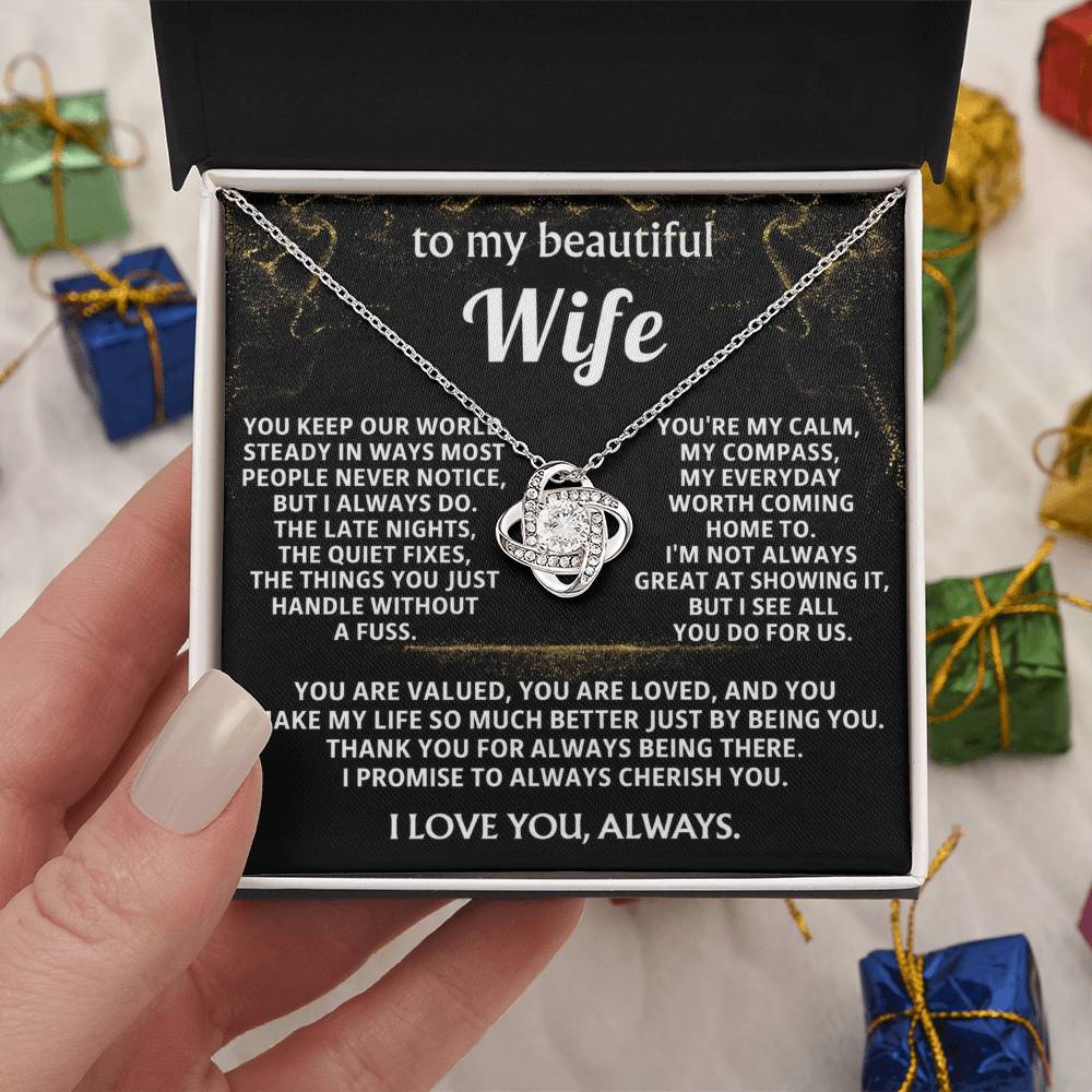 To My Wife Love Knot Necklace -You are My Love.